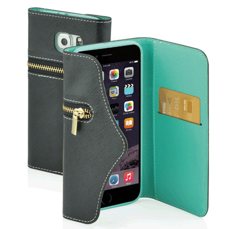 Custodia Fonex Fonex Lady Zip book Custodia a Portafoglio per iPhone 6/6S Blu/Nero