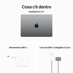 MacBook Pro 14" Chip Apple M3 CPU 8‑core / GPU 10‑core / 8GB / SSD 512GB - Argento