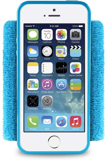 Puro Running Band Cover Polsino Sportivo in Spugna con Supporto Rigido per Cover iPhone 5/5s Integrata, Blu