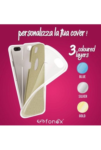 Custodia Fonex  in TPU per iPhone 7 Plus, Trasparente con glitter